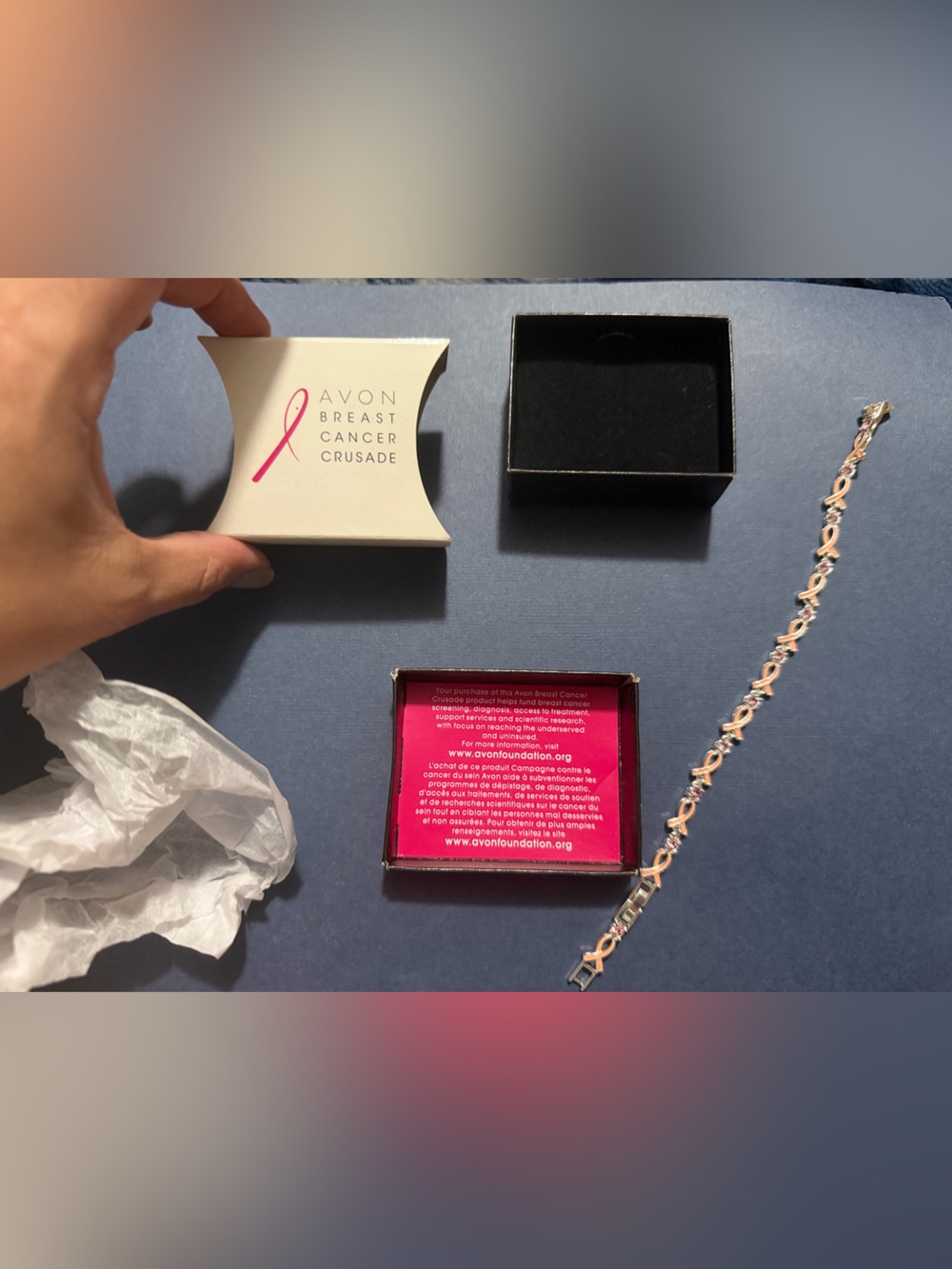 Avon Breast Cancer Crusade Tennis Bracelet With Original Box